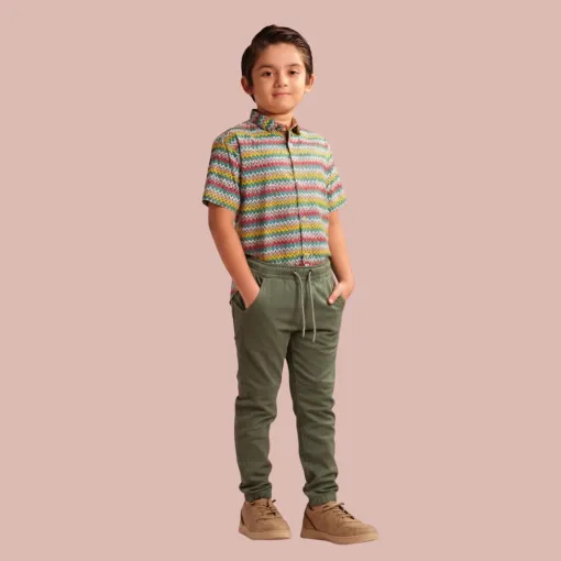 Kids Cargo Jogger Pants – Olive Green